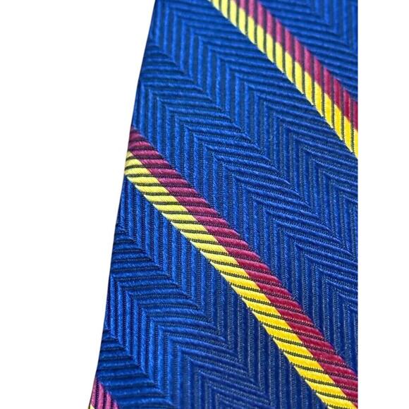 Brooks Brothers Makers USA Made Diagonal Striped Blue Neck Tie Silk Herringbone - Picture 9 of 12